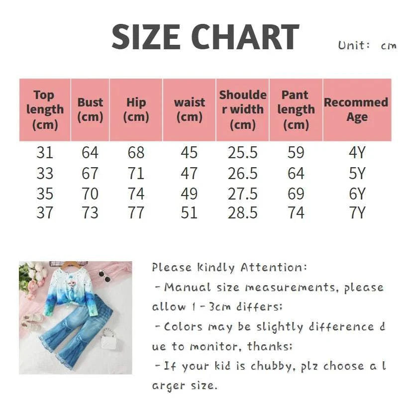 4-7 Years Kid Girl 2PCS Clothes Set Long Sleeve Princess Top+Flared Pants Fashion Child Casual Wear Birthday Party Outfits