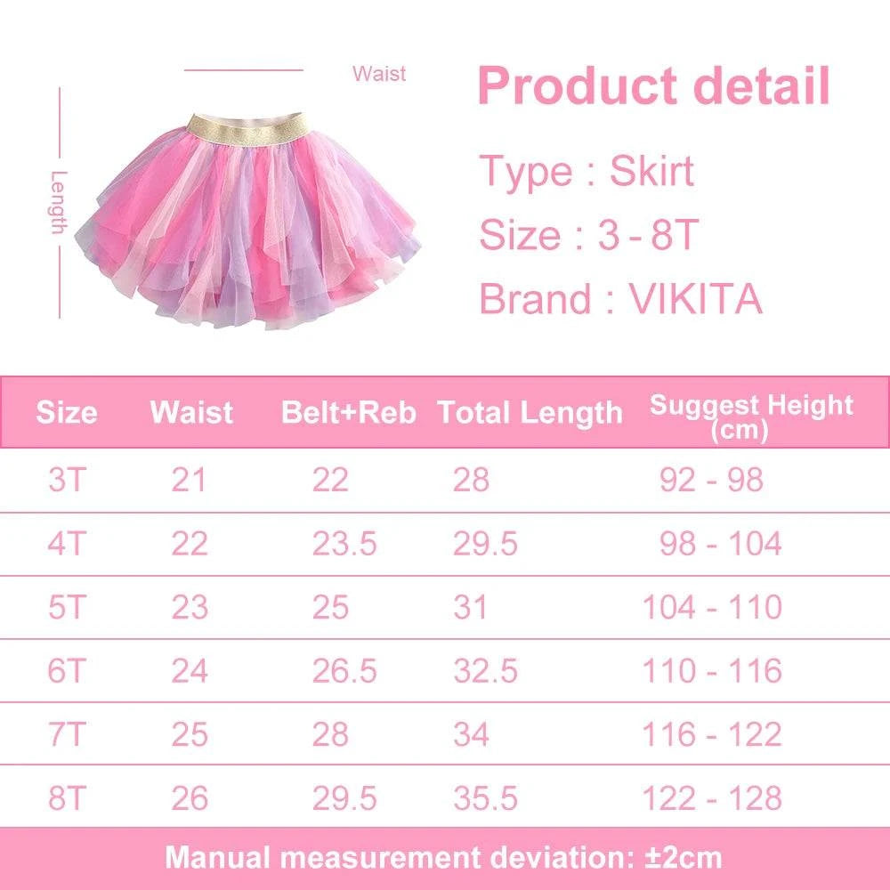 VIKITA Kids Princess Skirts Girls Irregular Layered Mesh Tulle Birthday Party Tutu Mini Skirts Girls Pink Casual Ballet Skirt
