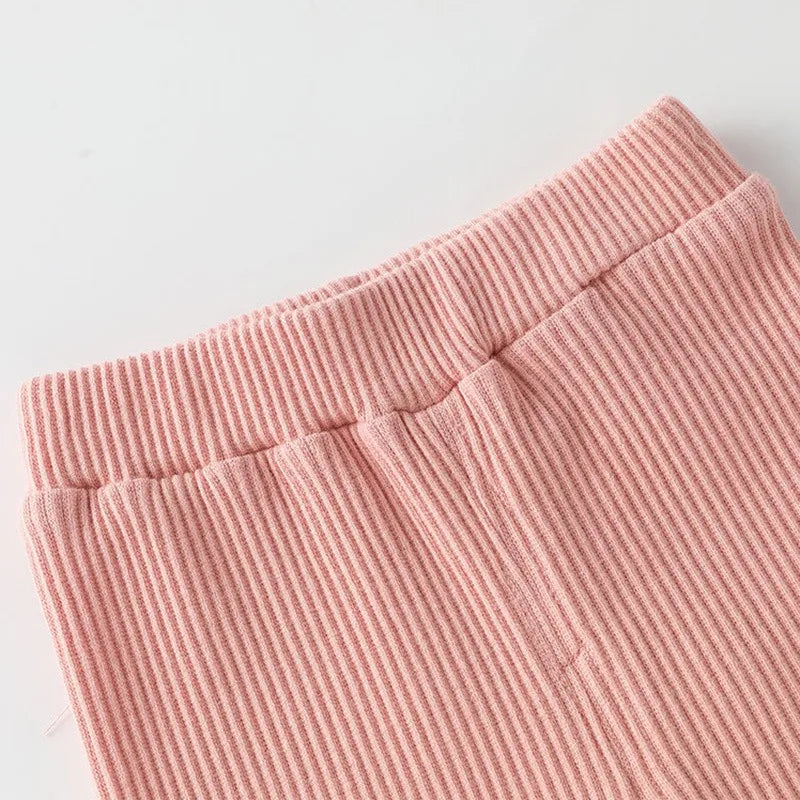 New Children Girls Boys Leggings Cotton Solid Color Cotton Ribbed Pants Spring Autumn Kids Pants Child High Waist Long Trousers
