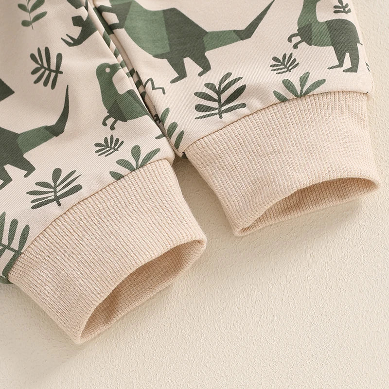 Kids Baby Boys Fall Winter 2Pcs Outfits Dinosaur Print Long Sleeve Sweatshirt Casual Elastic Drawstring Pant Toddler Clothes Set C1005
