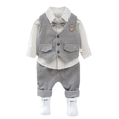 New Spring Autumn Baby Boys Clothes Suit Children Casual Vest Shirt Pants 3Pcs/Sets Toddler Gentleman Costume Kids Tracksuits