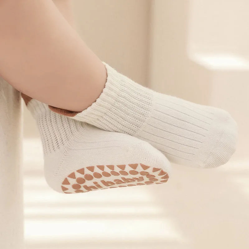 3 Pairs Kids Cotton Socks Boys and Girls Cute Comfy Breathable Baby Non-slip Floor Socks
