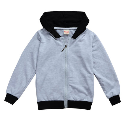 Spring Autumn Kids Baby Boys Coats Hooded Sweatshirt Girls Hoodies Children Jacket Toddler Outerwear Clothes Gray Blue Red 3-12T