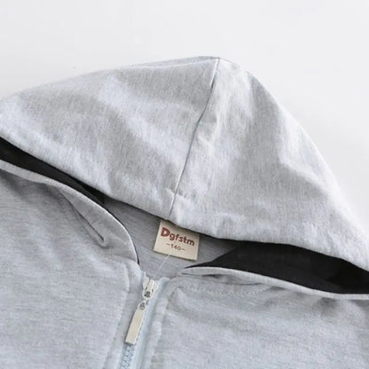 Spring Autumn Kids Baby Boys Coats Hooded Sweatshirt Girls Hoodies Children Jacket Toddler Outerwear Clothes Gray Blue Red 3-12T