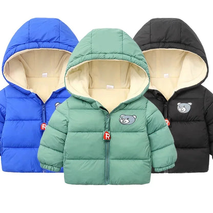 Kids Clothes Children's Jacket Coat Clothing Boy Girl Hooded Thicken Velvet Lining Keep Warm Down Jacket Children Clothing